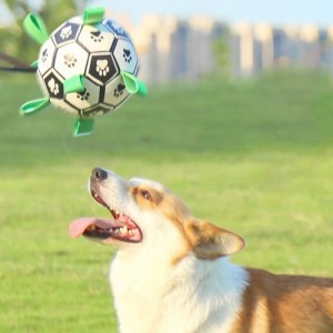 犬用おもちゃ 犬のおもちゃ ボール 犬 ドッグトイ サッカーボール ペット用 噛みやすい 弾力性 伸縮性 ロープおもちゃ 知育玩具 訓練玩具