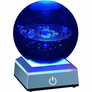 宇宙 クリスタル ボール 80mm 太陽系 水晶玉 八つ惑星 インテリア 置物 ベッドサイドランプ 物理 おもちゃ ソーラーシステム 学習用教学