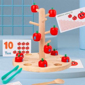 木製パズル りんごの木 知育玩具 モンテッソーリ 日本食品安全検査輸入許可済 3歳児以上おもちゃ