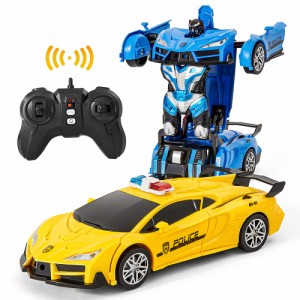 電動RCカー おもちゃの車 リモコンカー ラジコンカー ロボットに変換することができます 非常にクールなデザイン 2色 ブルー 黄色