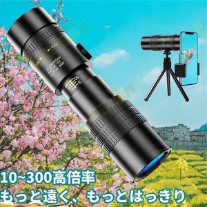 単眼鏡 望遠鏡 10-300x高倍率 BAK-4高解像度 高透過率 超望遠レンズ 防水霧 耐衝撃 観戦 観察 運動会 コンサートスポーツ観戦 天体観測 