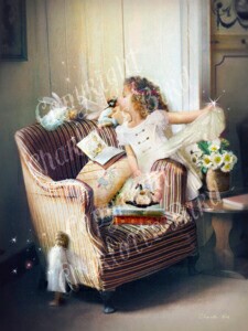 天使 妖精 絵画 キス グッナイト （おやすみ）  グリーティング メッセージ カード フェアリー エンジェル フォトグラフ アート ヴィクト