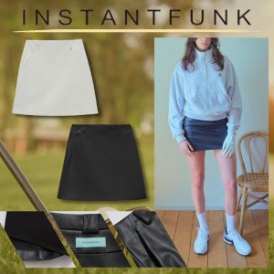 【韓国限定】INSTANTFUNK インスタントファンク Faux-leather culotte skirt ゴルフ スカート レザー 22 S/S