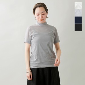 【クーポン対象】(ncsm005)  nooy ヌーイ 強撚ソフトコットン 天竺 ハイネック ショートスリーブ ベーシック Tシャツ レディース