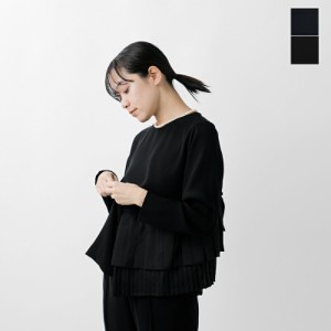 (wht23fbl4031)  2024ss新作 whyto ホワイト アシンメトリー プリーツ トップス “ASYMMETRY PLEATS TOPS”  レディース