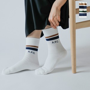 (25235-1-09010) A.P.C. アー ペー セー ロゴ リブ ショート ソックス 靴下  “CHAUSSETTE DUSTIN F”  2024ss新作 レディース【クーポン