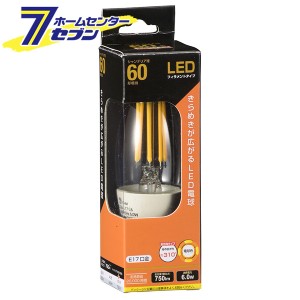 オーム電機 LED電球 フィラメント シャンデリア形 E17 60形相当06-3467 LDC6L-E17 C6[LED電球・直管:LED電球フィラメントタイプ]