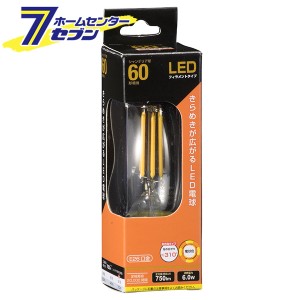 オーム電機 LED電球 フィラメント シャンデリア形 E26 60形相当06-3470 LDC6L C6[LED電球・直管:LED電球フィラメントタイプ]