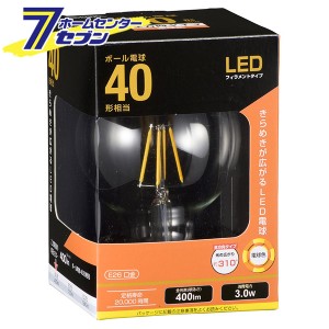 オーム電機 LED電球 フィラメント ボール形 E26 40形相当06-3477 LDG3L C6[LED電球・直管:LED電球フィラメントタイプ]