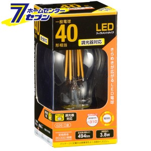 オーム電機 LED電球 フィラメント E26 40形相当 調光器対応06-3482 LDA4L/D C6[LED電球・直管:LED電球フィラメントタイプ]