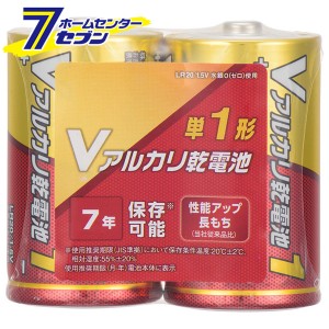 オーム電機 Vアルカリ乾電池 単1形 2本パック LR20VN2S[電池:アルカリ乾電池]