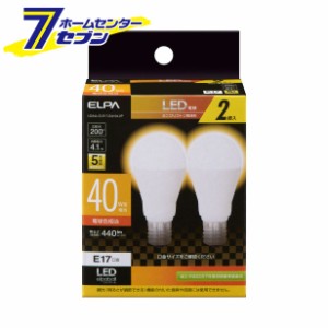 LED電球 2個セット ミニクリプトン球形 E17 電球色 LDA4L-G-E17-G4104-2P エルパ [40W形 全光束440lm]