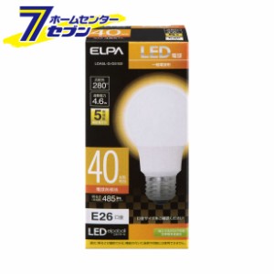 LED電球 電球形 A形 広配光 電球色 LDA5L-G-G5102 エルパ [口金E26 40W形 密閉型器具対応]