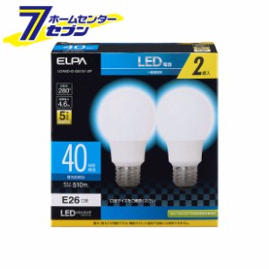 LED電球 2個セット 電球形 A形 広配光 E26 昼光色 LDA5D-G-G5101-2P エルパ [40W形 全光束510lm 密閉型器具対応]