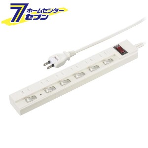 節電タップ 雷ガード/ブレーカー付 6個口 2m [品番]00-1582 HS-TPKV62W-22           オーム電機 [電源タップ・延長コード:ブレーカー付