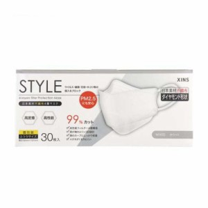 STYLEマスク ホワイト ふつうサイズ 個包装 (30枚入)  [風邪 花粉 ほこり 4層構造 3D設計 シンズ]