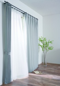 カーテン すぐに使える1窓セット KFシルフィ ライトグレー 100x178cm 4枚セット (ドレープカーテン＋レースカーテン)  クレアール [4枚組