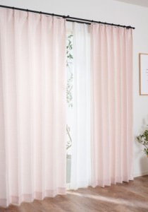 カーテン すぐに使える1窓セット SDブライト ピンク 100x135cm 4枚セット (ドレープカーテン＋レースカーテン)  クレアール [4枚組カーテ