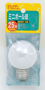 ミニボール球 25W E26 ホワイト G-80H(W) ELPA [電球 白熱電球 照明 エルパ]