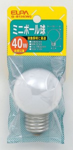 ミニボール球 40W E26 ホワイト G-81H(W) ELPA [電球 白熱電球 照明 エルパ]