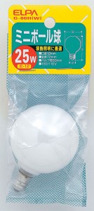 ミニボール球 25W E12 ホワイト G-86H(W) ELPA [電球 白熱電球 照明]