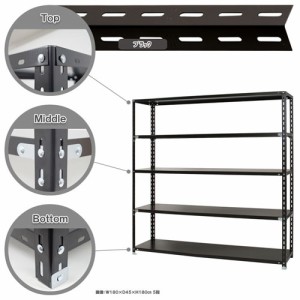 スチールラック W1800×D450×H1800mm　ブラック 5段 NC-4-18-5 キタジマ [スチール棚 業務用 収納棚 収納ラック]