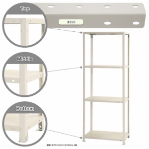 スマートラック W700×D400×H1800mm　ホワイト 4段 NSTR-646-4 キタジマ [スチール棚 スチールラック 業務用 収納棚 収納ラック]