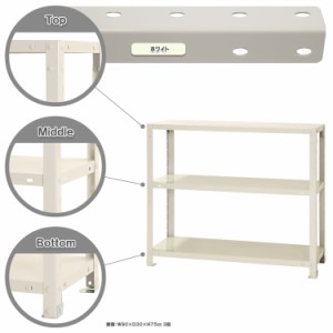 スマートラック W900×D400×H750mm　ホワイト 3段 NSTR-266-3 キタジマ [スチール棚 スチールラック 業務用 収納棚 収納ラック]
