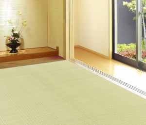 洗えるPP花ござ 涼風(りょうふう) 江戸間8帖 サイズ352×352cm  萩原 [い草風 水洗い 日本製]