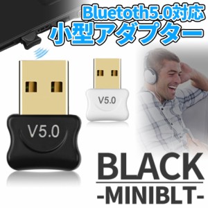 Bluetooth 5.0 アダプタ USB ドングル 無線 送信 受信 送受信 ブラック 小型 ブルートゥース ワイヤレス ノート パソコン PC 簡単 接続 W