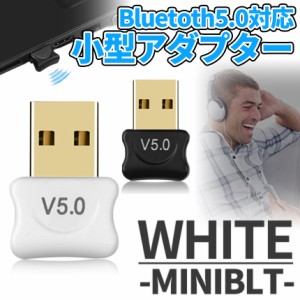 Bluetooth 5.0 アダプタ USB ドングル 無線 送信 受信 送受信 ホワイト 小型 ブルートゥース ワイヤレス ノート パソコン PC 簡単 接続 W