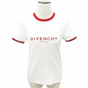 ジバンシィ BW70BF 3Y99 100 レディス ブランドロゴ スリムフィット Tシャツ ホワイト×レッド(新品) GIVENCHY