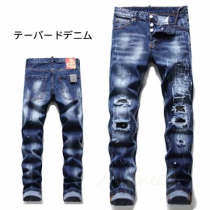 デニムパンツ メンズ ジーンズ JEANS jeans blue Gパン gパン パンツ ボトムス ストレッチ リペア スキニーデニムパンツ ペンキ ダメージ