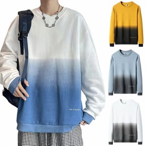 【4カラー&middot;5サイズ】パーカー メンズ グラデーション 秋服 メンズ 長袖 Tシャツ プルオーバー 大きいサイズ おしゃれ シンプル 快