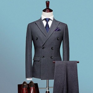 スーツ メンズ ビジネス スリム ダブルブレスト おしゃれ 卒業式 入学式 入社式 suit グレー 2点セット 3点 スリム ビジネス スリーピー