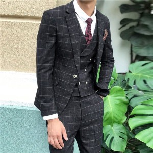 【M/L/XL/2XL/3XL】スーツ メンズ 1ツボタン ビジネス スリム チェック柄 就活 紳士服 suit 細身 高級感 おしゃれ スリム体型 フォーマル