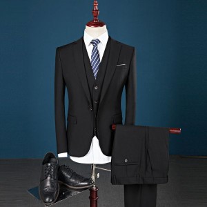 L フォーマル スーツ ベスト付き 男性 背広 長袖 ビジネス ジャケットスーツ 1ツボタン スリムミニマリスト 男性 リクルート メンズ スリ