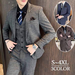 チック柄スーツ ビジネススーツ シングル メンズスーツ 紳士服 suit メンズ 大きいサイズ おしゃれスーツ 春 夏 細身 結婚式 オシャレ お