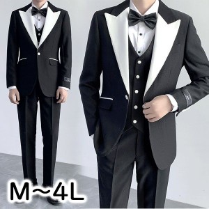 タキシード メンズ スーツ フォーマル 舞台 紳士服 男性 ビジネス メンズスーツ ステージ  イベント かっこいい ホワイト ブラック 黒 M 