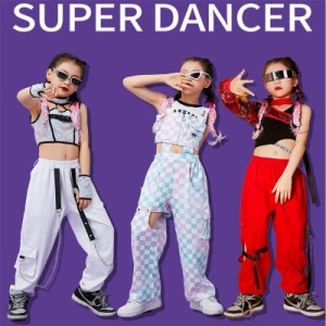 キッズダンス衣装 キッズ セットアップ ジャズダンス チア チアガール チェック柄 トップス スカート へそ出し 韓国 応援団 おしゃれ ス