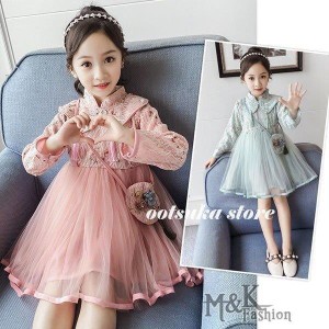 子供服ワンピースキッズ長袖子供ドレスdress女の子春秋レースワンピース膝丈刺繍韓国子供服ジュニアカジュアルおしゃれ可愛い通学着衣装