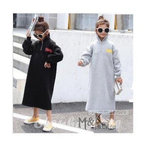 子供服 ワンピース キッズ 女の子 長袖 秋冬 裏起毛 厚手 おしゃれ 韓国子供服 ジュニア パーカー 子供ドレス dress カジュアル 可愛い 