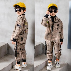 2点 韓国子供服 キッズ 迷彩 セットアップ  男の子 キッズ  アウター 子供用 トップス 春秋服 ジャケット