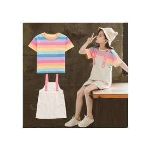 子供服 セットアップ キッズ 女の子 夏 トップス Tシャツ スカート サロペット 韓国子ども服 ジュニア おしゃれ 可愛い カジュアル 新品 