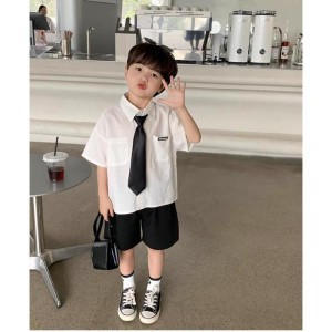 子供服 キッズ シャツ フォーマル 男の子 スーツ baby 紳士風 半袖 子供スーツ キッズ 誕生日 お宮参り 結婚式 かっこいい セットアップ