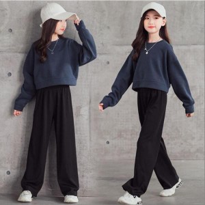 子供服 セットアップ  女の子 パーカー 春秋 2点セット 上下セット Tシャツ 無地 ガウチョパンツ キッズ  おしゃれ カジュアル 可愛い