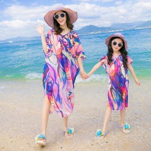 親子服 ペアルック ワンピース 子供服 マキシ丈 袖なし ロング キッズ 女の子 ジュニア おしゃれ 可愛い きれいめ 夏 カジュアル ビーチ 