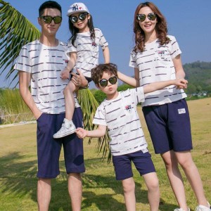 親子半袖tシャツ夏純綿トレーナーTシャツ　カップル、ペアルック、ベビー服親子服お揃いパパママ子供家族旅行