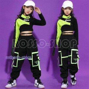 ダンス衣装 キッズ セットアップ 女の子 ガールズ ダンス衣装 ジャズ ヒップホップ へそ出し 子供服 HIPHOP トップス パンツ 韓国 ステー