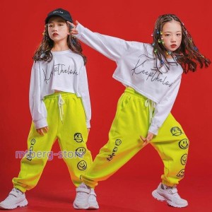 韓国子供服 HIPHOP ヒップホップ ステージ衣装 キッズダンス衣装 jazz 応援団 ジャズダンス 練習着 体操服 ダンスウェア 団体服 女の子 T